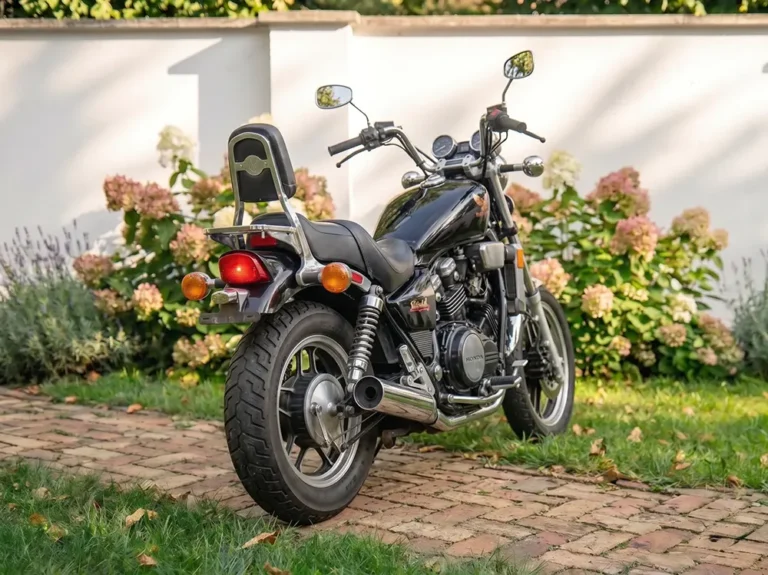 Kertben álló Honda Shadow 1100 - chopper bérlés kaucióval