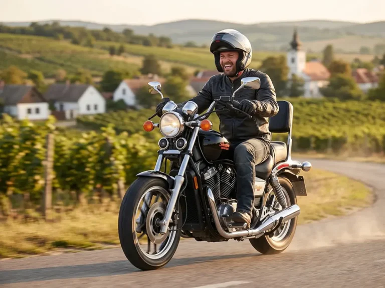 Fekete Honda VT1100C Shadow gyorsít az úton - motorkerékpár bérlés