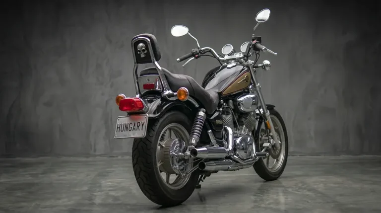 Fekete Yamaha Virago 1100 hátulról - V-motoros chopper kölcsönzés
